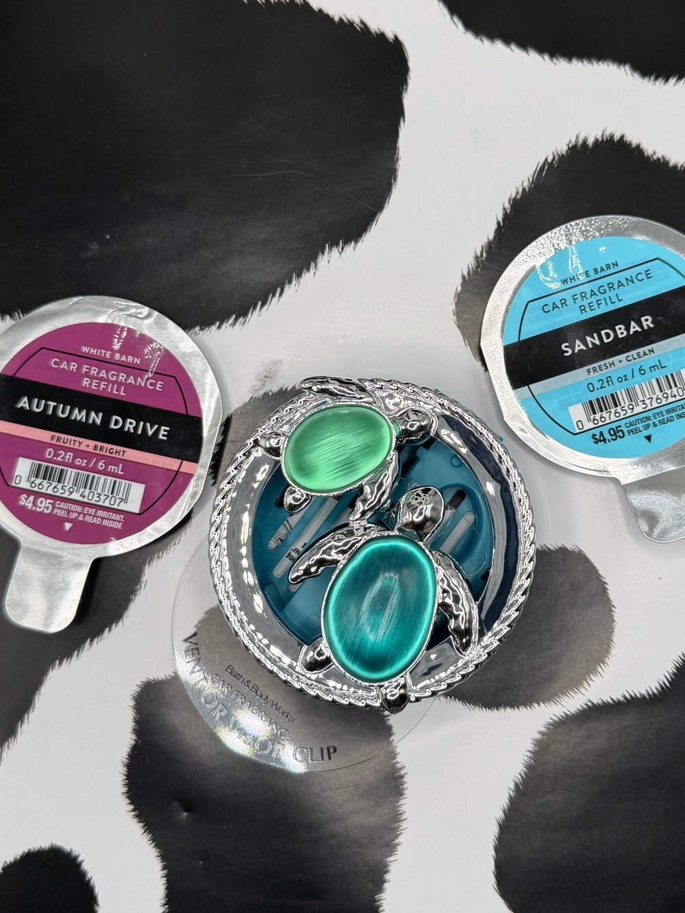 Bath & Body Works Silver Turtle Vent Clip with Teal & Mint Accents